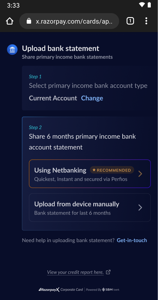 Account selection step 2